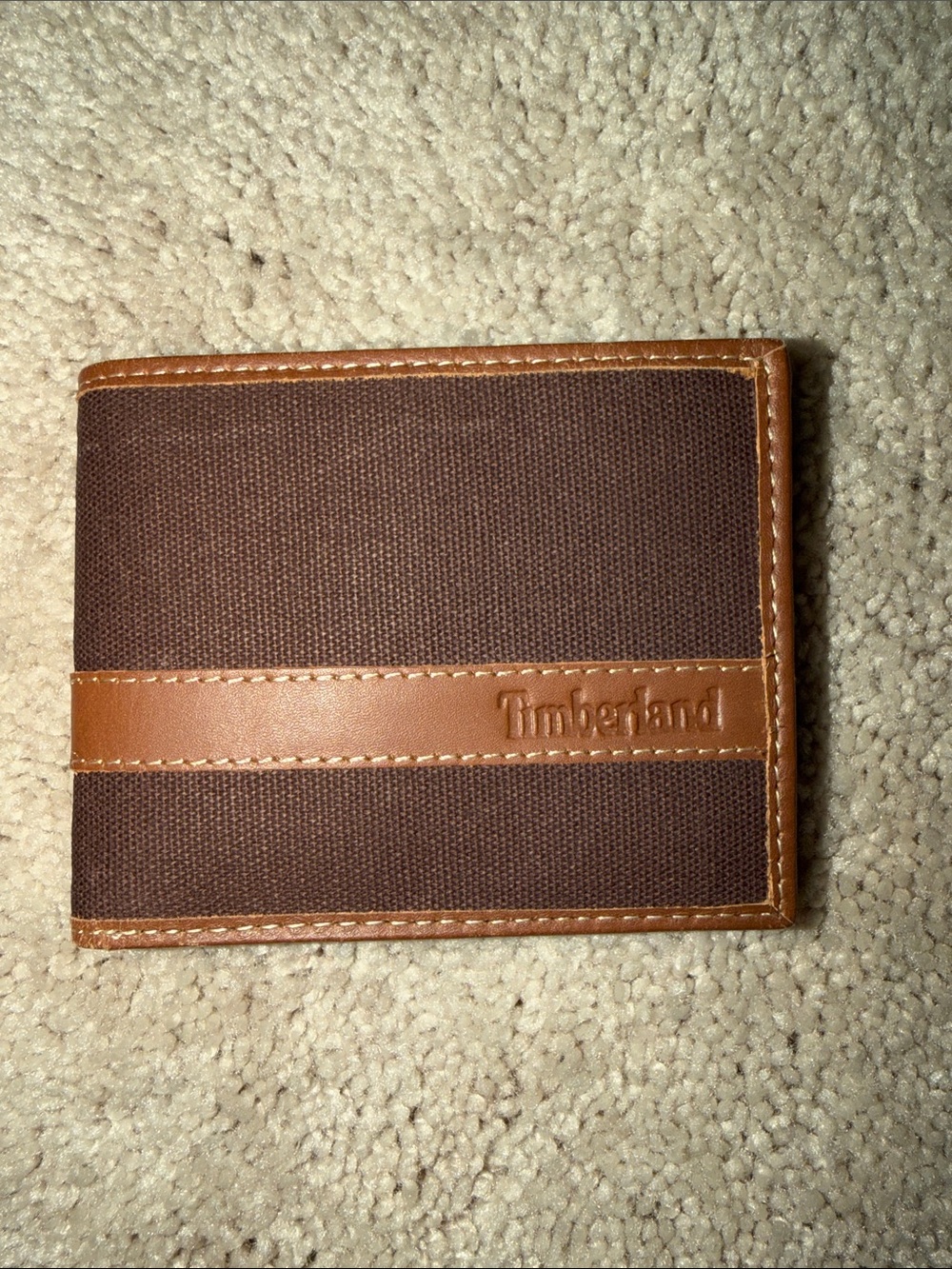 Timberland Brown Canvas Wallet with Tan Leather Trim